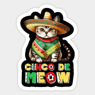 Fiesta Squad Funny Mexican Cat Fiesta Party Cinco De Meow Sticker